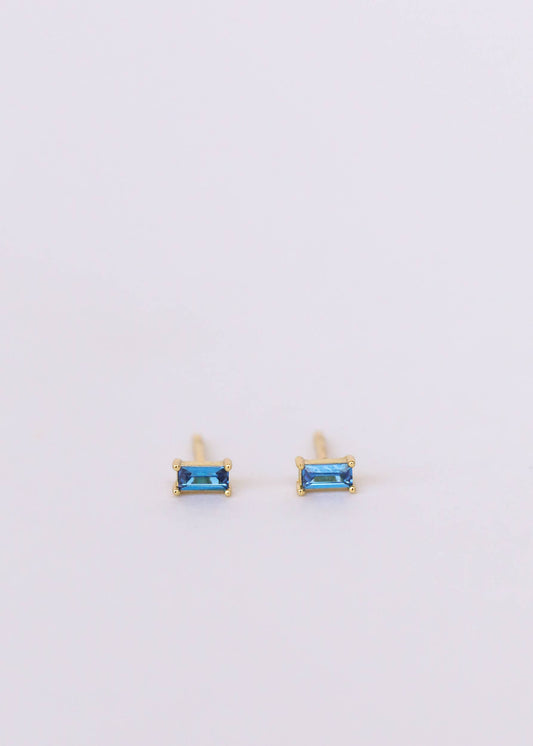 Baguette Gold Earrings by JaxKelly | Sapphire - Zen&Zip