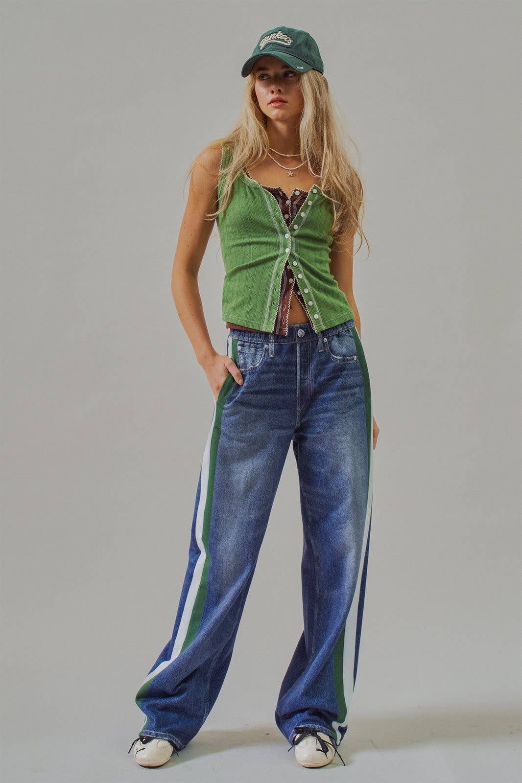 Faux Denim Side Stripe Track Pant by Fashion Week | Denim