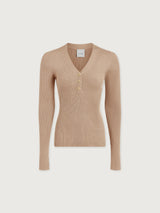 Blanca VNeck Rib Knit Top by Varley | Cement