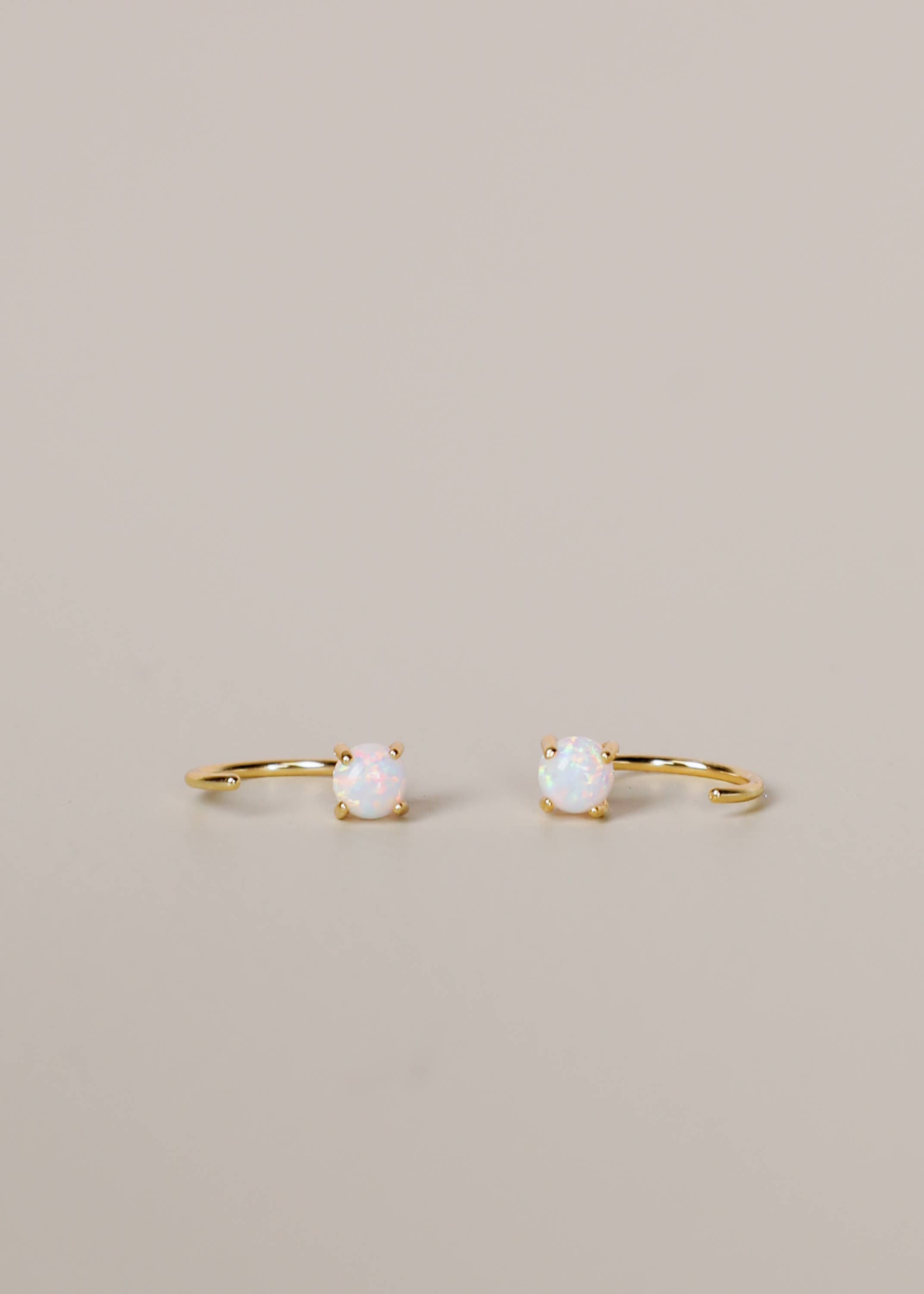 Huggies Earrings by JaxKelly | White Opal - Zen&Zip
