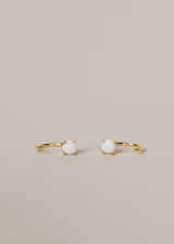 Huggies Earrings by JaxKelly | White Opal - Zen&Zip