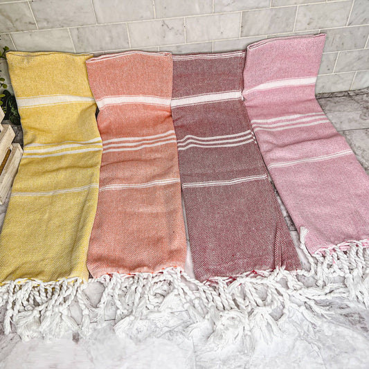 Kitchen or Bathroom Hand Towels with Tassels, Turkish Cotton - Zen&Zip