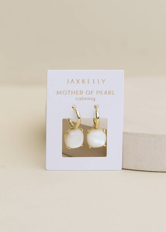 Gemstone Mini Drop Earrings by JaxKelly | Mother of Pearl - Zen&Zip