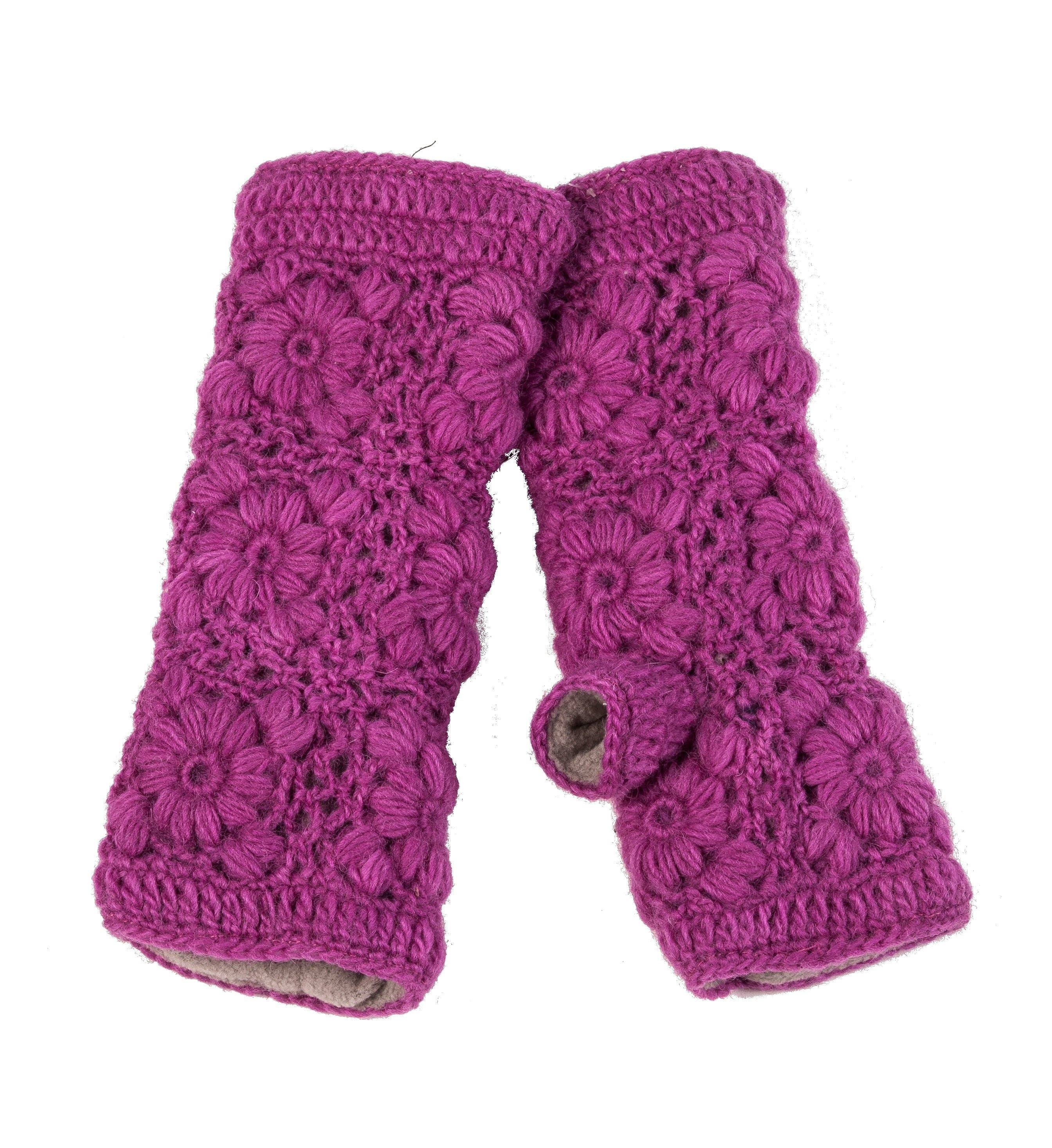 Flower Crochet Fingerless Gloves by Nirvanna Designs