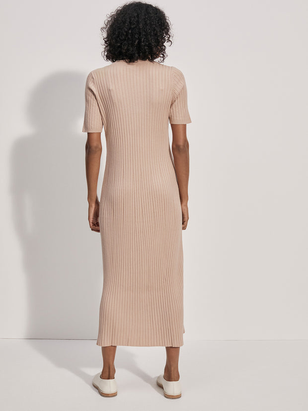 Maeve Rib Knit Midi Dress Warm Taupe