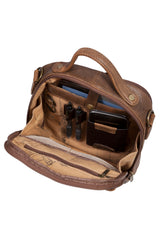 Leather Travel Tote, open back compartment