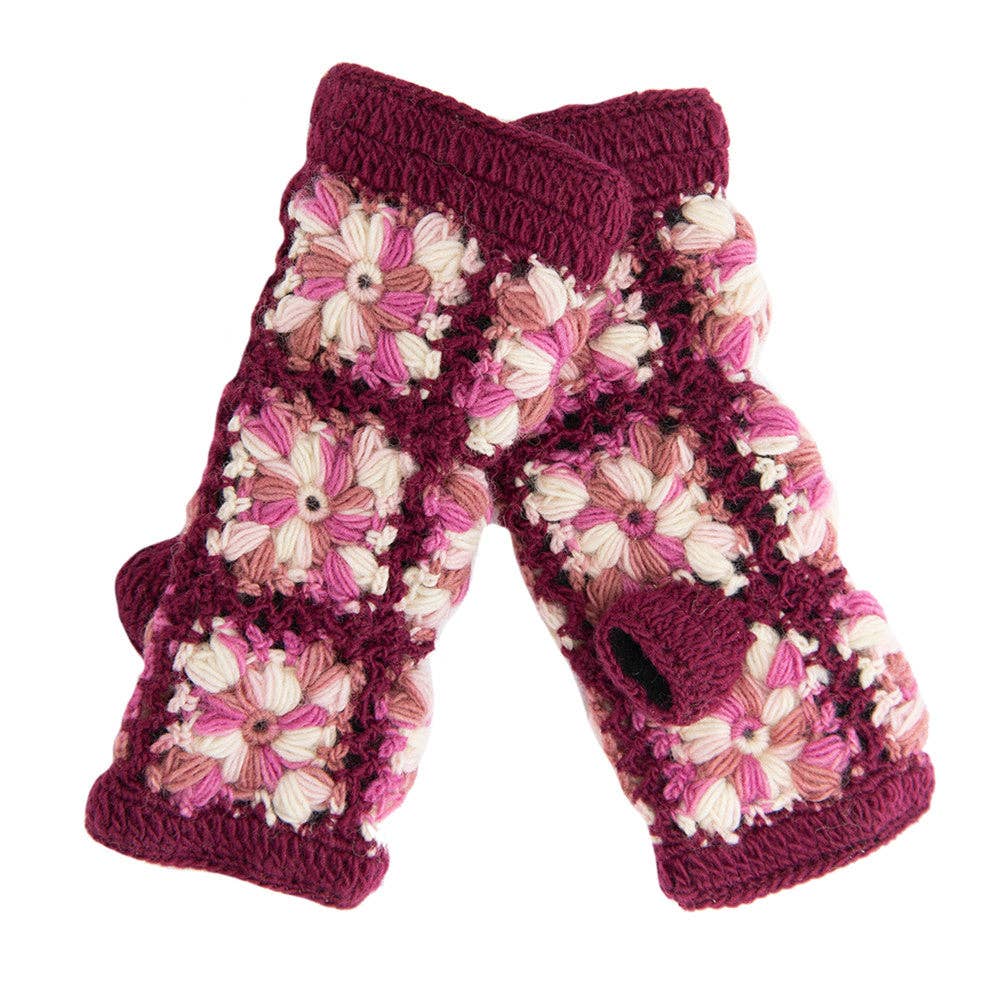Flower Crochet Fingerless Gloves by Nirvanna Designs