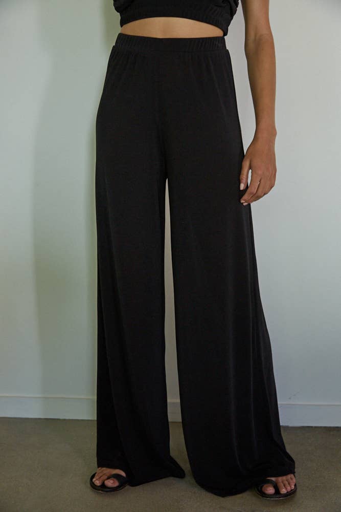 Knit High Waisted Wide Leg Pants by By Together | Black - Zen&Zip