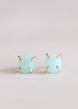 Gemstone Prong - Amazonite - Gold Earrings