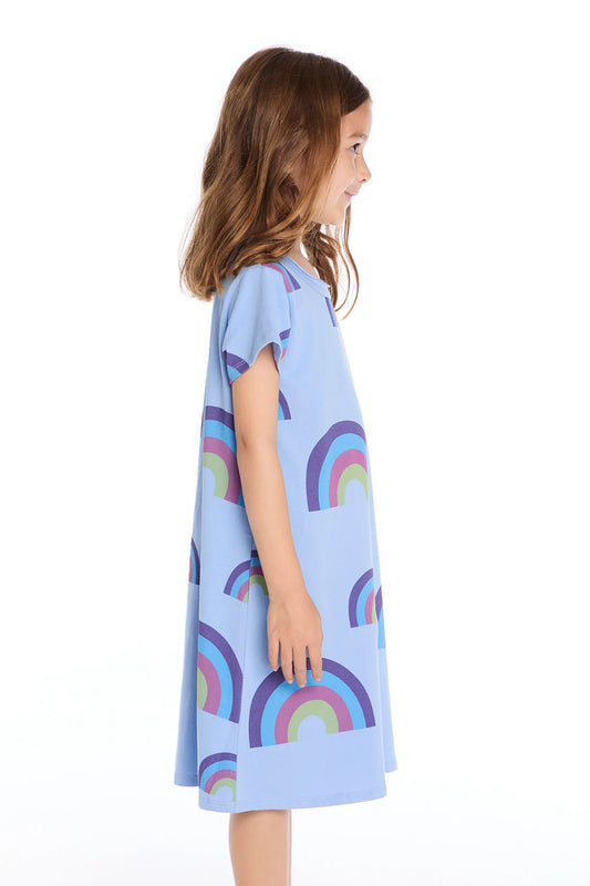 Allover Rainbows Dress by Chaser Kids | Blue Hydrangea - Zen&Zip