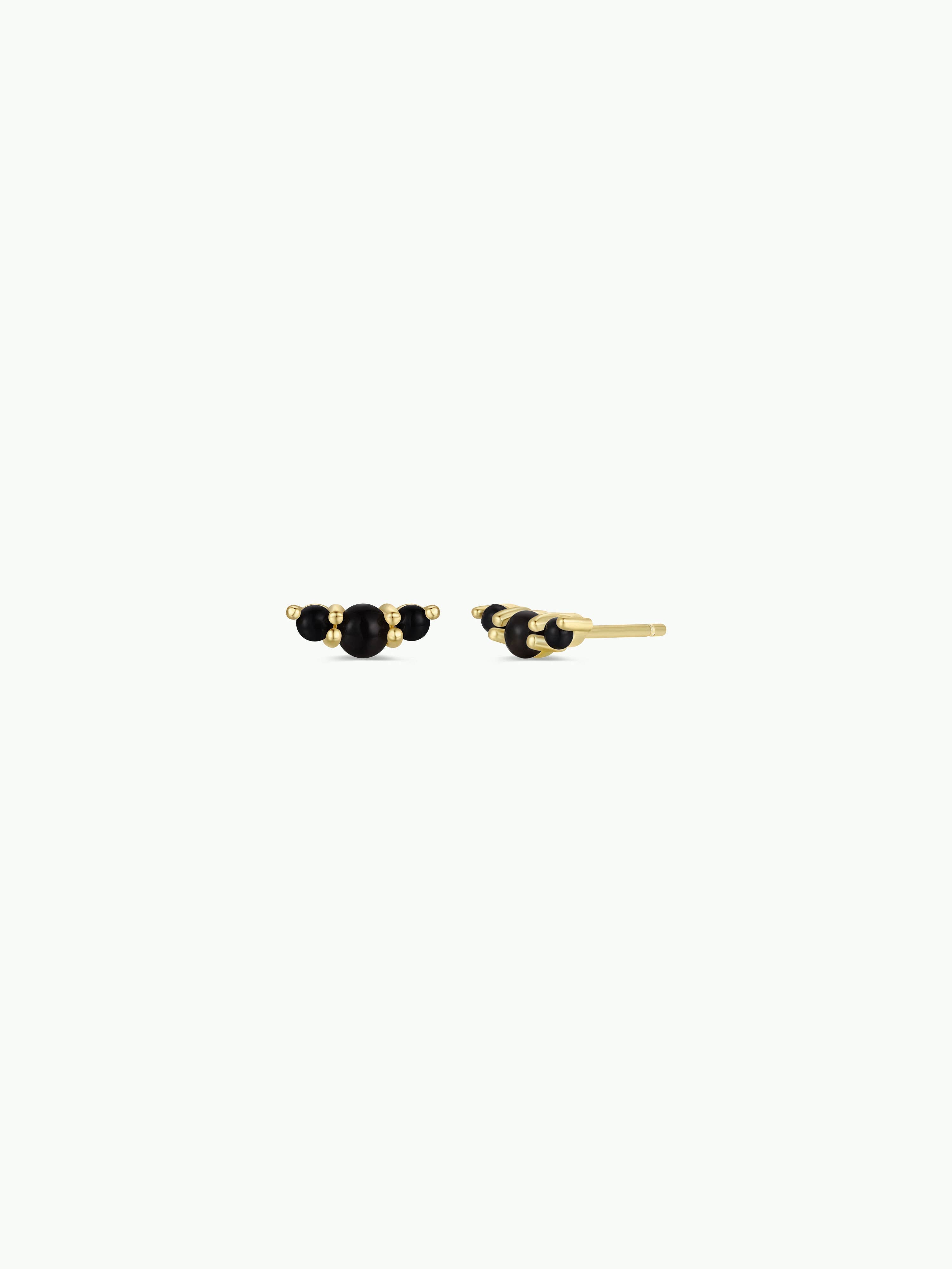 Crescent Gold Earrings by JaxKelly | Black Tourmaline - Zen&Zip