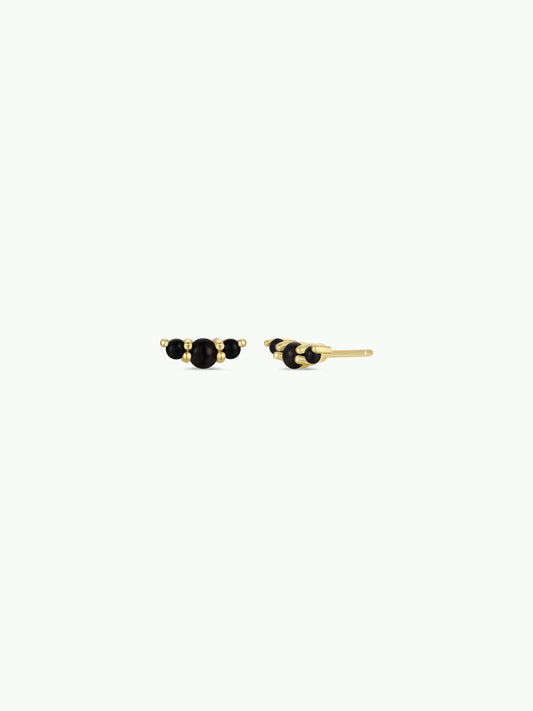 Crescent Gold Earrings by JaxKelly | Black Tourmaline - Zen&Zip
