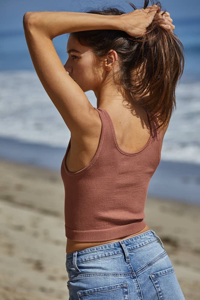 Henley Ribbed Modal Tank by By Together | Ginger Bread - Zen&Zip