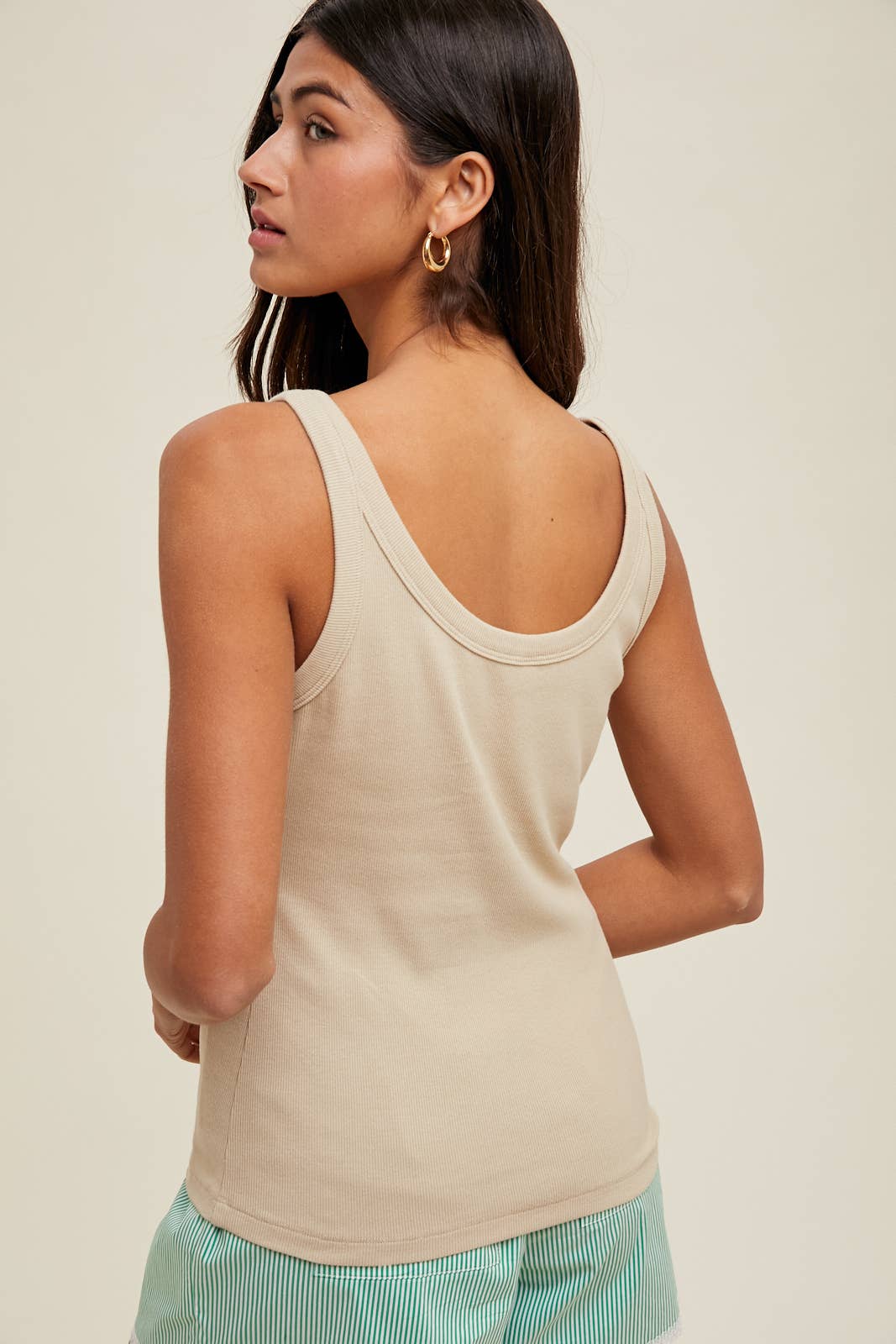 Basic Ribbed Knit Tank by Wishlist Apparel | Champagne