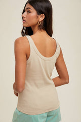 Basic Ribbed Knit Tank by Wishlist Apparel | Champagne