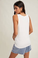 Basic Scoop Neck Ribbed Tank by Wishlist Apparel | Off White - Zen&Zip