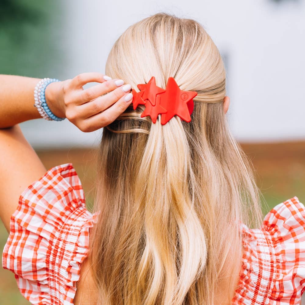 Flat Hair Clip | Medium | Red Shooting Star - Zen&Zip