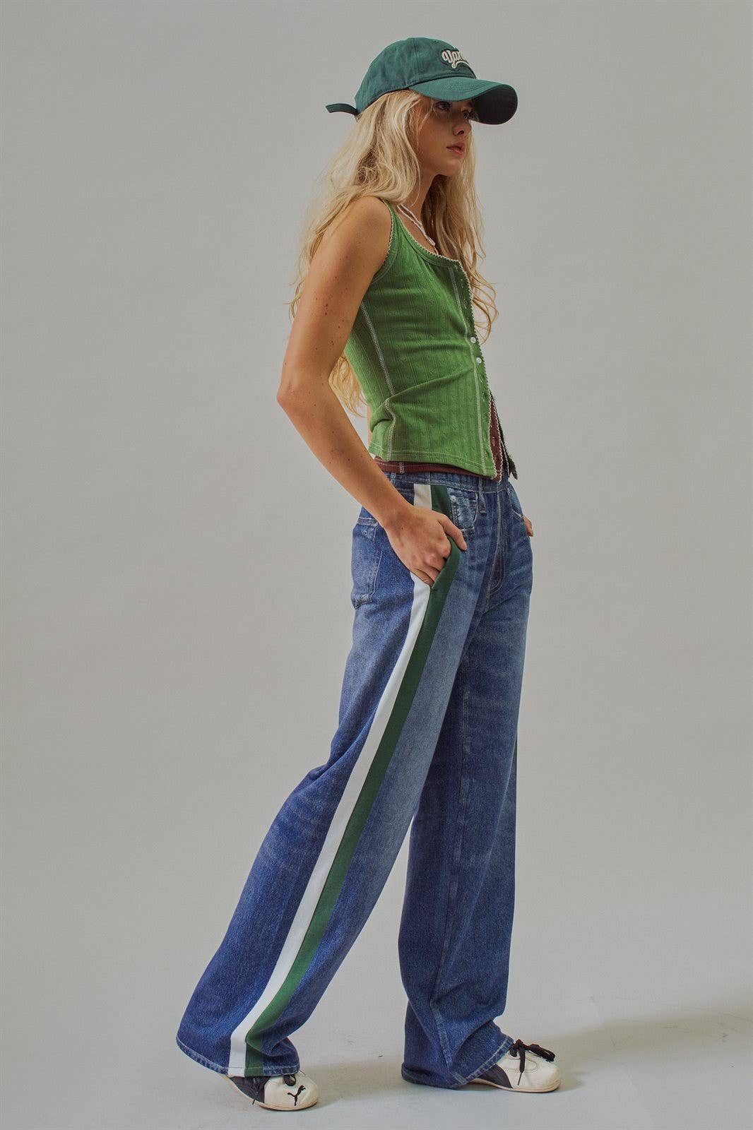 Faux Denim Side Stripe Track Pant by Fashion Week | Denim
