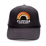 Puppies Rainbow Foam Trucker Hat by Puppies Make Me Happy| Black