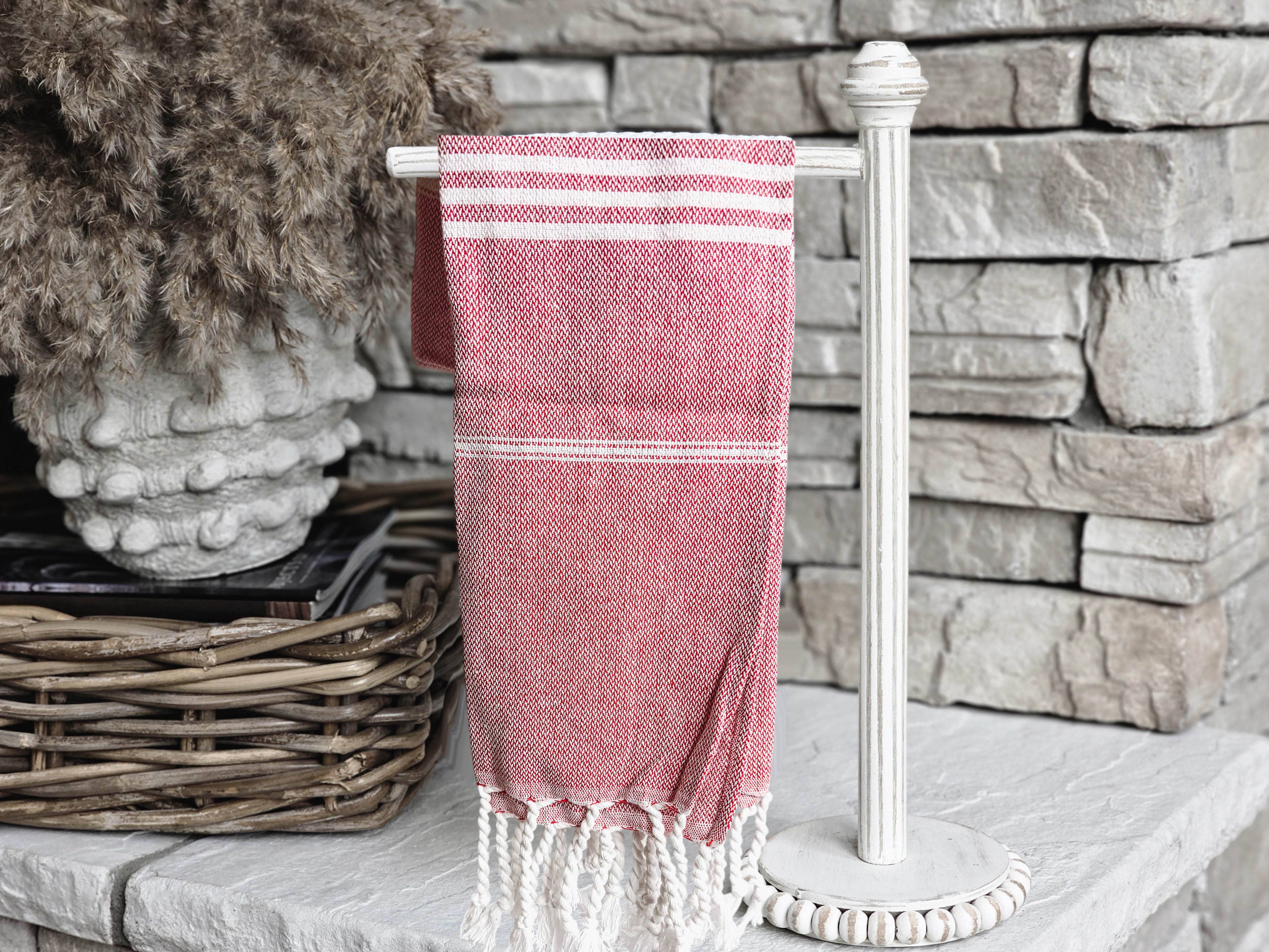 Fall Kitchen Hand Towels, Orange Cotton Dish Towels Tassels - Zen&Zip