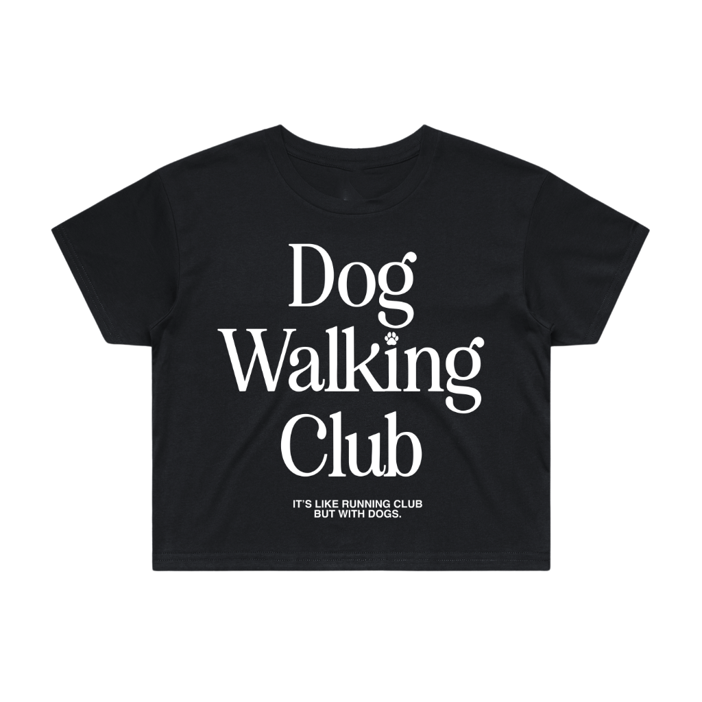 Dog Walking Club Crop Tee by Puppies Make Me Happy | Black/White