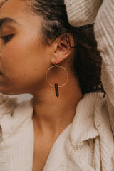 Hoops - Smoky Quartz - Gold Earrings