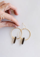 Hoops - Smoky Quartz - Gold Earrings