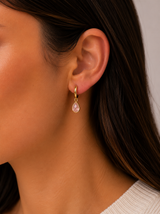 Teardrop Charm Hoop by JaxKelly | Rose Quartz