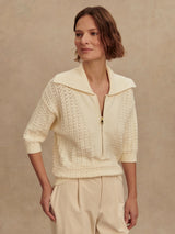 Arney Half Zip Knit Polo by Varley | Egret