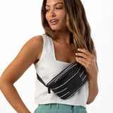 Black Pinstripe Mini Hip Pack Black/White