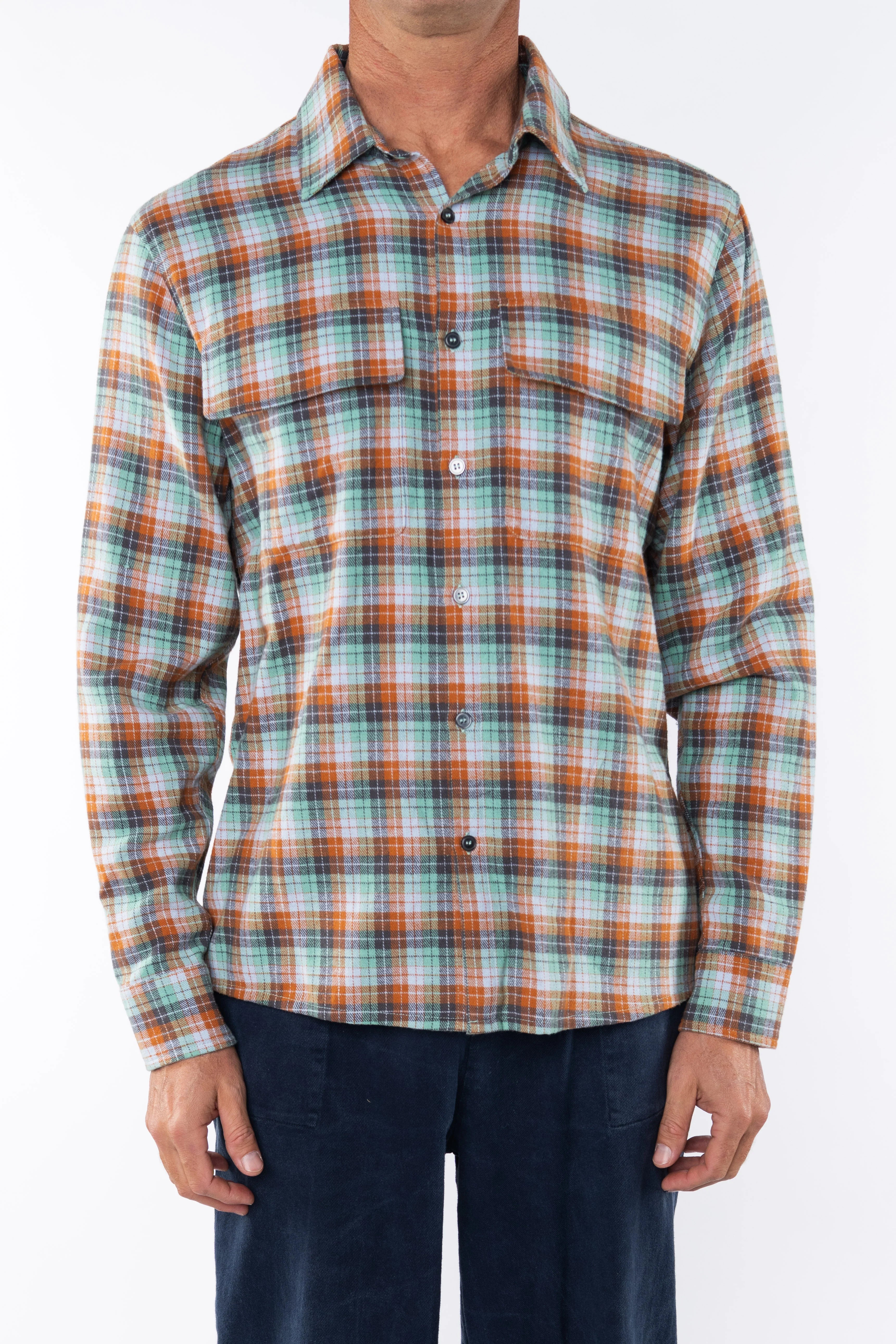 Summer Softy Plaid Shirt by Ariko LA | Green/Orange