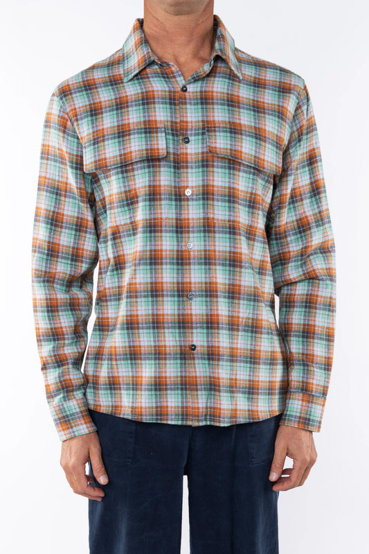 Summer Softy Plaid Shirt by Ariko LA | Green/Orange