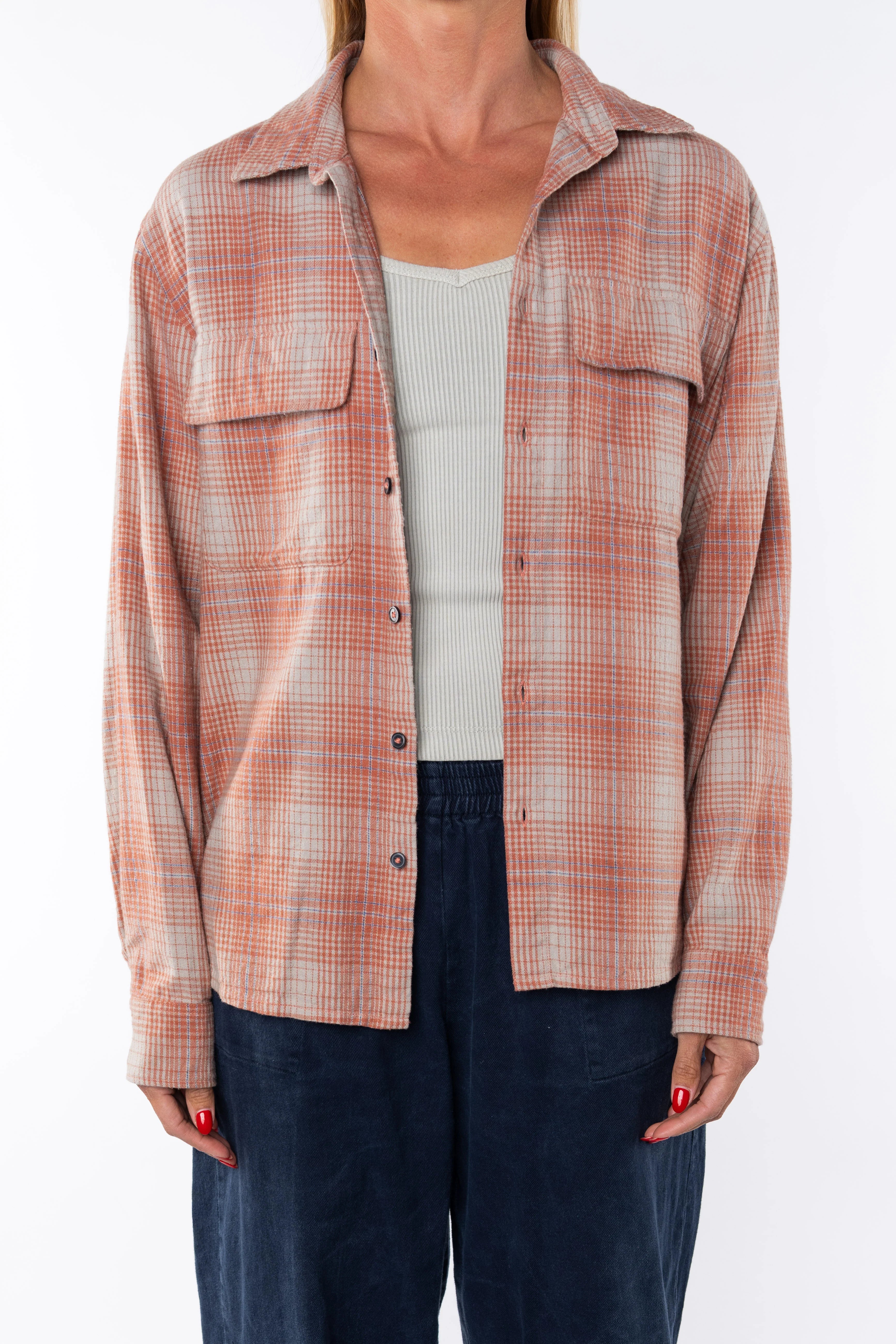 Summer Softy Plaid Shirt by Ariko LA | Orange/Blue - Zen&Zip
