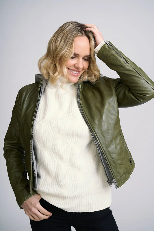 Alva RF Removable Hoodie Jacket by Mauritius | Dark Moss