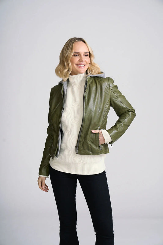 Alva RF Removable Hoodie Jacket by Mauritius | Dark Moss