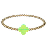 Large GF Single Clover Bracelet by Bara Boheme | Neon Green