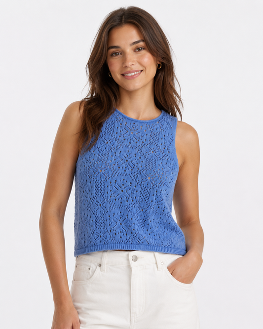 Beckham Crochet Sweater Tank by Splendid | Azure - Zen&Zip