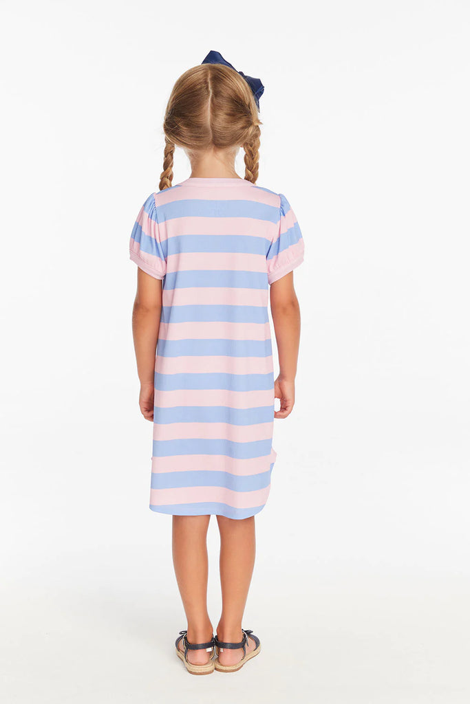 Puff Sleeve Bubblegum Stripe Dress