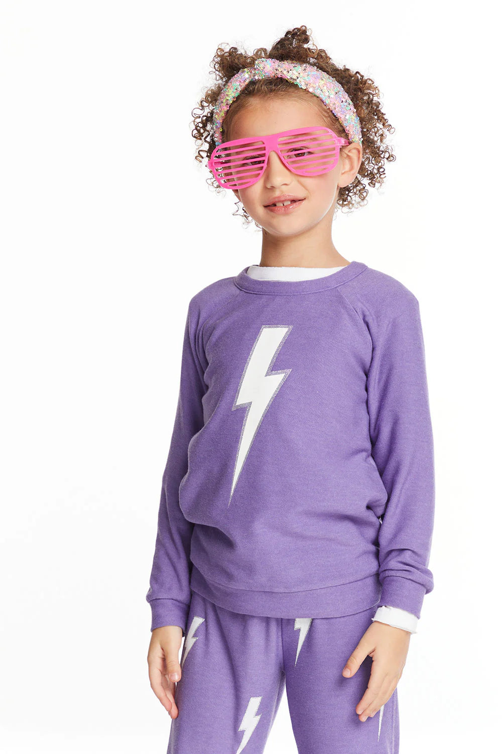 Glitter Bolt Top by Chaser Kids | Veronica Purple