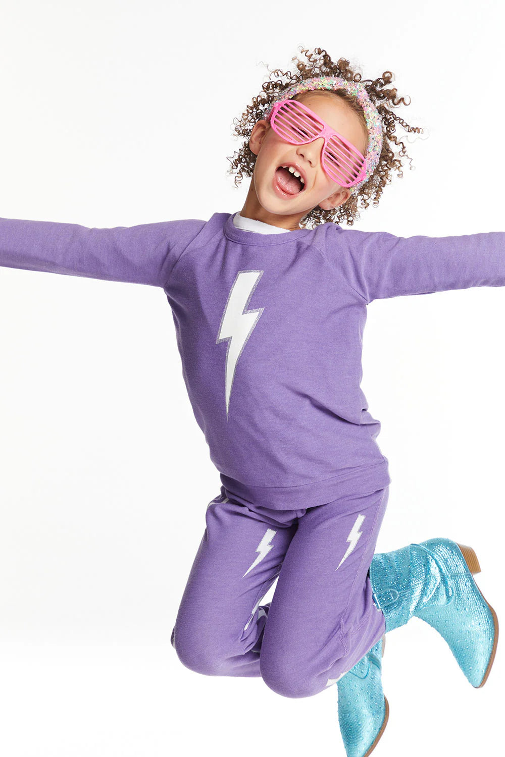 Glitter Bolt Top by Chaser Kids | Veronica Purple