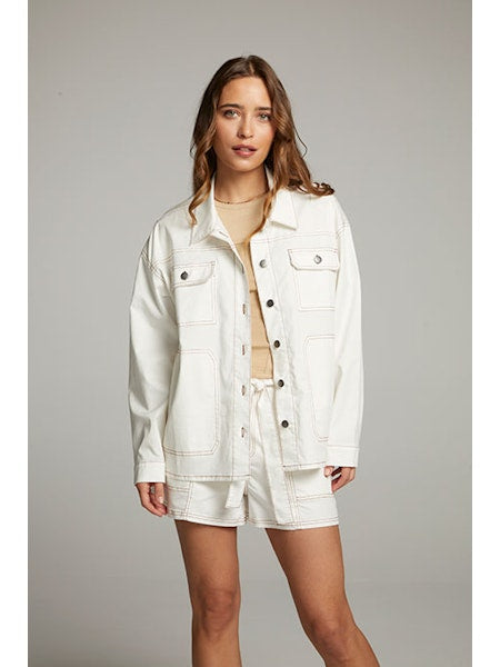 Louise Button Down Jacket White