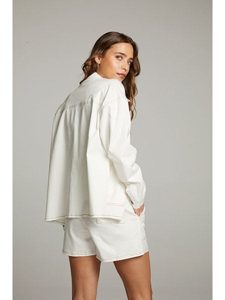 Louise Button Down Jacket White