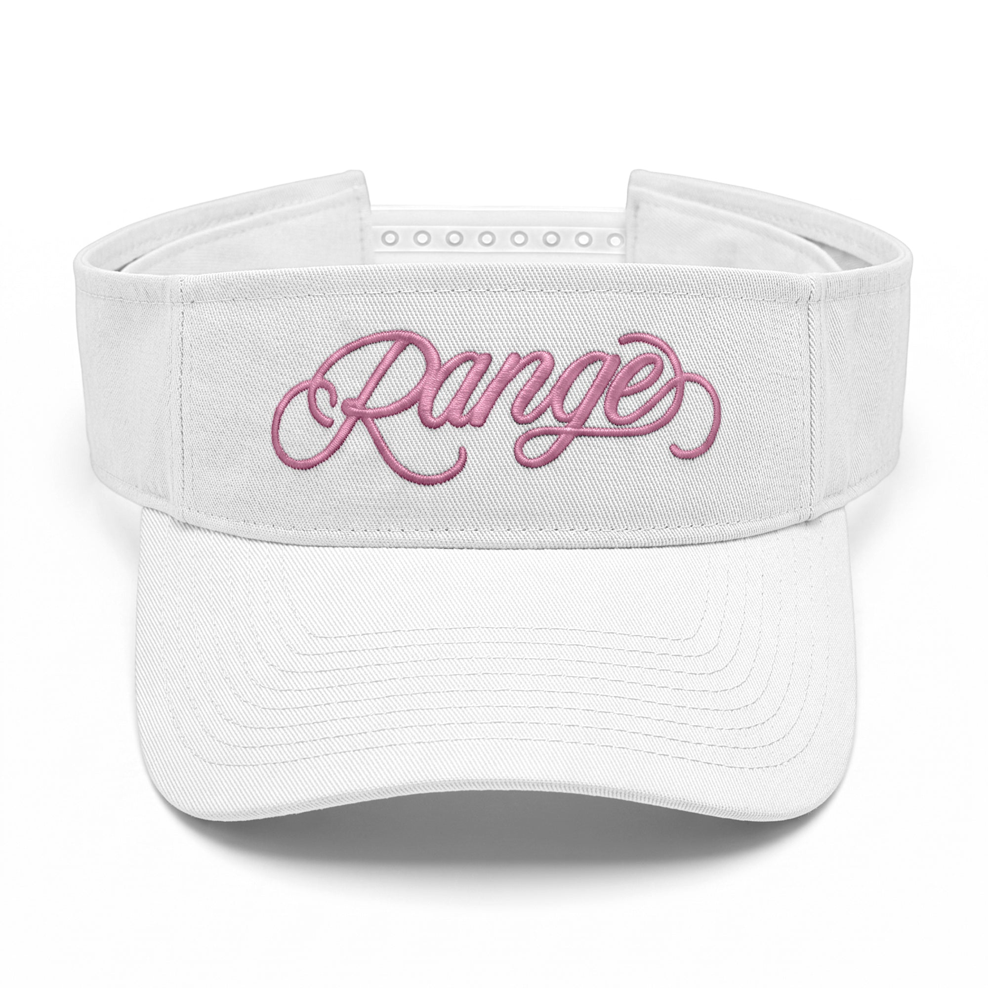 Signature "Range" Script Visor in Cloud White/Cherry Blossom Pink