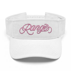 Signature “Range” Script Visor by Girls Got Range | Cloud White/Cherry Blossom Pink
