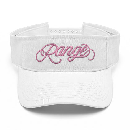 Signature “Range” Script Visor by Girls Got Range | Cloud White/Cherry Blossom Pink