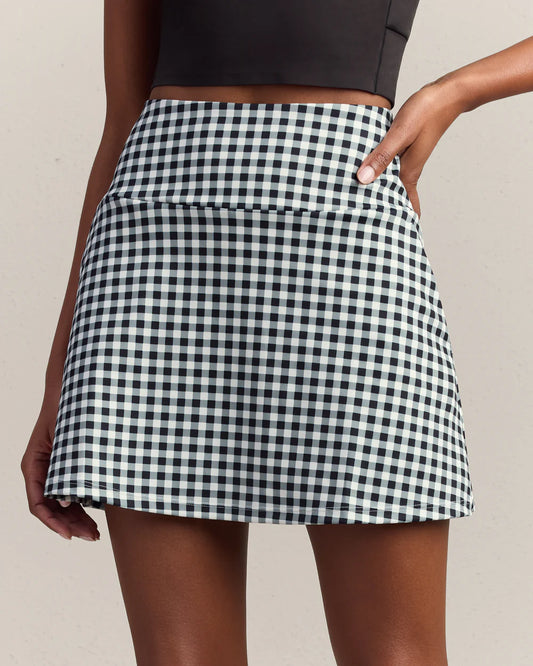Course to Court Pocket Skort 16” by Rhone | Black Gingham