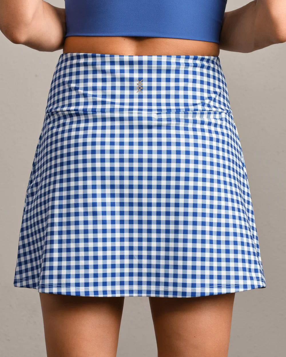 Course to Court Skort 16” by Rhone | Deep Sea Blue Gingham