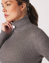 Glyder Couture Rib Turtleneck in Charcoal Heather