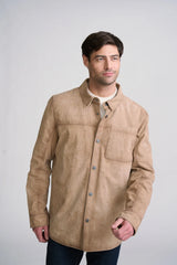 Dustin UF Textured Leather Shirt by Mauritius | Sand