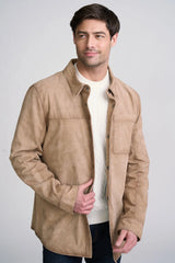 Dustin UF Textured Leather Shirt by Mauritius | Sand